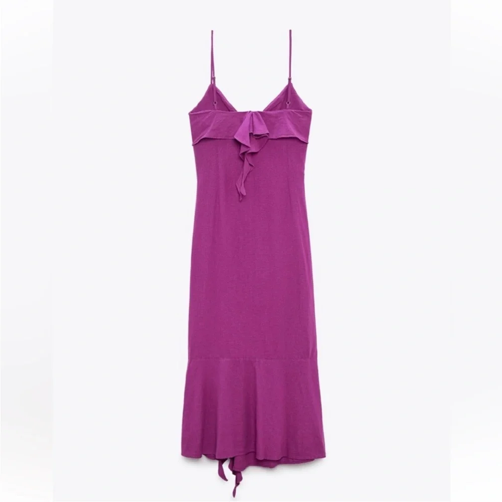 ZARA Purple Ruffled Slip Dress 7856/939 263/015 - Picture 5 of 6